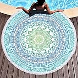 LXTOPN Mandala Strandtuch Rund,Quaste Runde Strandtuch,Geeignet Für Strand Yoga Matten Schal Schal Tapestry,150cm(Y4)