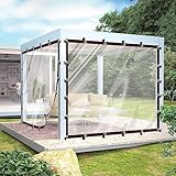 ALDFZ Terrassenvorhänge im Freien Klare Planen mit Ösen Wetterfeste Vorhänge Pergola, Veranda, Pavillons Seitenwände aus Plane, Anpassbar (Color : Clear, Size : 5x3m/16.4x9.84ft)