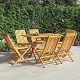 Festnight Gartenmöbel Set Holz Klappbar Garten Essgruppe 6 Personen Gartentisch Set mit 6 Stühlen Klappstuhl Sitzgarnitur Gartengarnitur Massivholz Teak-Ohne Armlehnen-7-tlg-2