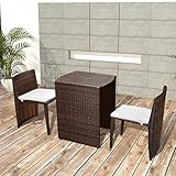 JUNZAI 3-TLG. Bistro-Set mit Auflagen, Gartenset Tisch Und Stühle, Balkon Möbel Für Kleinen Balkon, Terrassenmöbel, Balkonset, Balkonmöbel, Poly Rattan Braun