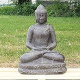 Oriental Galerie Buddha Statue sitzend Figur Skulptur Asien Indonesien Deko Steinguss Lavastein Gartenfigur Meditation 80 cm