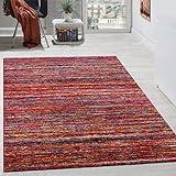 Paco Home Teppiche Modern Wohnzimmer Teppich Spezial Melierung Rot Multicolour Meliert, Grösse:120x170 cm