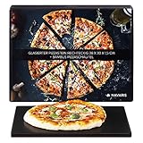 Navaris Cordierit Pizzastein XL für Backofen Grill - 38x30cm Pizza Stein Ofen Flammkuchen - Gasgrill Holz-Kohle Herd Teller - glasiert inkl. Rezeptbuch