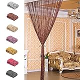 Fadenvorhang, 100 x 200 cm Metallik-Optik Fadengardine, Einfarbiger Blitz Dekorative Ästhetik, für Insektenvorhang oder Raumteiler (Kaffee)