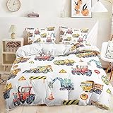 TECHPO Gebürsteter technischer Auto-3-teiliger Bettbezug, Lieblings-Drehbank-Bettbezug des Jungen, Zuhause, Eltern-Kind-Hotel, anwendbar