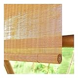 Bambus Rollo Sonnenschutz Sichtschutz Rollo Seitenzugrollo Raffrollos, Natur Holzrollos, Rollo Bambus Ohne Bohren, für Fenster und Türen,75% Schattierung, Anpassbar (W60xH120cm)