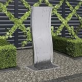 Festnight Gartenbrunnen mit Pumpe Brunnen Garten Silbern Geschwungen Gartenbrunnen Groß Für Außen Wasserfall Terrassenbrunnen Edelstahl 90 cm Geschwungen