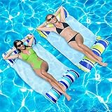 2 X Aufblasbare Wasserhängematte Schwimmbett, Aufblasbares Wasser Hängematte, 4 in 1 Schwebende Luftmatratze mit Netz Wasserspielzeug Pool Zubehör, Aufblasbar Hängematte für Erwachsene und Kinder