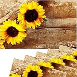 matches21 Tischsets Platzsets Motiv Sonnenblumen auf Holz 6er Set Kunststoff abwaschbar je 43,5x28,5 cm