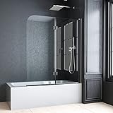 WOWINNE Duschwand für Badewanne 110x140 cm, Duschtrennwand Schwarz 2-teilig Faltbar Duschwand Badewannenfaltwand Duschabtrennung Badewanne mit 5mm NANO ESG Sicherheitsglas