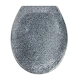 WENKO WC-Sitz Ottana Granit, hygienischer Toilettensitz mit Absenkautomatik, WC-Deckel mit Fix-Clip Befestigung, aus antibakteriellem Duroplast