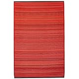 FAB HAB Outdoor-Teppich - wetterfest, farbecht, wendbar - recycelter Premium-Kunststoff - gestreift - Terrasse, Balkon, Garten, Flur, Bad - Kunststoffteppich Cancun Sonnenuntergang, 120x180 cm