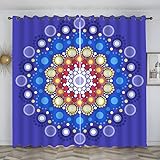 loyaltyer 3D Hd Druck Gardinen Blaue Boho-Blume Vorhänge Blickdicht Verdunkelungsvorhang für Wohnzimmer Kinderzimmer Schlafzimmer Fensterdekoration, 2Er-Set 220x140 cm (HxB)