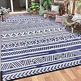 SHACOS Outdoor Teppich Wetterfest 150x240cm Camping Teppich Outdoor Kunststoff Außenteppich Balkon Teppich Wasserfest Modern Gartenteppich Terrassenteppich Outdoor Teppich für Balkon, Garten - Blau