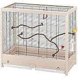 Ferplast Vogelkäfig Wellensittich Käfig Exotenkäfig, Vogel-Futternapf, Vogel-Sitzstangen, FSC-Holz,, 81 x 41 x h 64 cm.