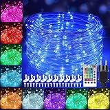 12m Bunt LED Lichtschlauch Außen, LED Bunt Lichterschlauch Lichterkette Strom Outdoor,120er LED Lichterkette Innen Strombetrieben mit Fernbedienung,16 Farben 132 Modi LED Schlauch für Garten Balkon