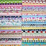 50Pcs Baumwollstoff 25x25cm Patchwork Stoffe DIY Gewebe Quadrate Baumwolltuch Stoffpaket zum Nähen mit vielfältigem Muster