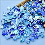 BTMIEY 200 g bunte Kristall-Mosaik-Fliesen, kleine Mini-Mosaik-Fliesen zum Basteln, für Badezimmer, Küche, Heimdekoration, DIY Kunstprojekte (blaue Serie)