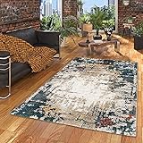 Kurzflor Designer Teppich Maui Modern Petrol Mix Verlauf