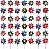 Hestya 50 Stücke Kunststoff Regenbogen Windrad, Party Windräder DIY Rasen Windmühle Set für Kinder Spielzeug Garten Party Rasen Dekor, Sortierte Farbe
