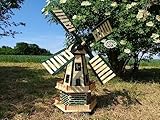 XXL Windmühle SOLAR,WETTERFEST, Gartenwindmühle 100 cm, zweistöckig 2 Balkone aus Holz,WETTERFEST, Garten windmühlen, MIT SOLAR - AUTOMATIK/Solarleuchten + Solarmodul, Solarbeleuchtung DOPPEL-SOLAR