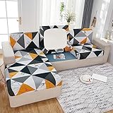 Sofa Sitzkissenbezug für Rückenkissen Stretch Sitzbezüge 3/4/2/1 Sitzer Sitzkissenschutz Sofabezug L Form Sofasitzbezug Elastischer Rutschfest Kissenbezüge Husse Überzug,D-Chaiselongue（160-190cm）