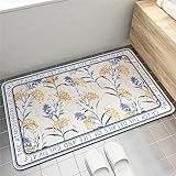 Badezimmerteppich Super Absorbierende Rutschfester Badematte, Badematten Badteppich 50x80cm Badvorleger Extra Schnelltrocknende Waschbare Badematte Home Rug, Badmatte Bodenmatte Floor Mat Pflanzen