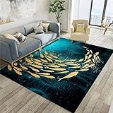 AD6H-CZ Blauer Teppich, Unterwasser Muster Rattan Stuhl Kissen Schutz Boden Sofa Baby Teppich,Blau,80x120cm