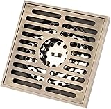 AISHFP Duschablauf Duschablauf Haarfänger Retro Kupfer Quadratisch Duschbodenablauf Abdeckung Eckig Badezimmerrinne Siphon Ablauffilter Waschbecken