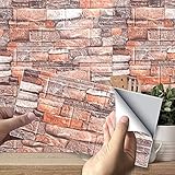 Selbstklebende 3D Tapete Kunstziegel Wandaufkleber Stickerei Wandpaneele DIY Wasserdicht Schaumstoff Dekoration Wandfliesen für Wohnzimmer Küche Zuhause 38x35cm (Rot)