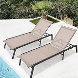 XIaoHESHop Patio Chaise Lounge Stuhl Satz von 2 Außenbereich Textilene Lounge Stühle, Aluminium verstellbare Pool Lounge Stühle, Klappbare Lounge-Liegestühle für Strand, Hof, Terrasse