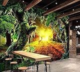 Tapete Wald Sunny Forest Großer Baum Kinderpapier 3D Wohnzimmer Tapete 3d Tapete Wanddekoration fototapete wandbild Schlafzimmer Wohnzimmer-400cm×280cm