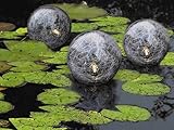 Schwimmende LED Solarkugeln aus Glas - 3er Set - Solar Kugeln für Teich, See etc.