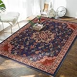 RUGMRZ küchenteppich büro Teppich Rechteckiger Blauer Esszimmerteppich, Schlafzimmerteppich, Arbeitszimmerteppich Kinder Zimmer antirutsch Teppich 160x200cm