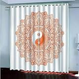 Blackout Vorhang 2Er Set Mit Ösen Vorhang Coole Tai-Chi-Blume Schattierung Vorhänge 3D Blickdicht Vorhang Schiebevorhänge Für Wohnzimmer Kinderzimmer Schlafzimmer Balkon 150 X 166 cm (B X H)