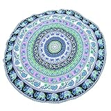 Sosoport 59 Rundes Strandtuch Indisches Strandtuch Indische Mandala-Stranddecke Indische Stranddecke Badetuch Runder Teppich Blaue Stranddecke