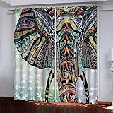 3D Bunter Elefant Vorhang Verdunkelungsvorhang Mit Ösen Blickdicht Lichtdicht Wärmeisolierend Vorhänge, Für Wohnzimmer Kinderzimmer Schlafzimmer 2 Stück 150 X 166 cm (B X H)
