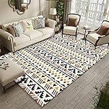 KeletiRug Teppich Wohnzimmer, Esszimmer Schlafzimmer Kurzflor Teppich für einfache Pflege Geometrische Streifen im Ethnostil Orange Blau 120x180 cm