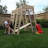 Spielplatz mit Rutschbahn !Auch FÜR DEN AUSSENEINSATZ! ˝Babystar˝ Kinder zu Hause aus Holz Kletternetz Ringe Kletterwand