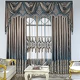 Risuho Luxuriöser Vorhang mit Blumenstickerei, Farbverlauf, schweres Thermotuch, Ösen oben für extra breite europäische Fensterbehandlung, 1 Paneel, 304,8 cm breit und 213,4 cm lang