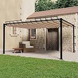 Pavillon mit Lamellendach, ZEYUAN Gartenpavillon, Pop-Up Partyzelt, Festzelt, Pavillon, Garden Decoration, Canopy Tent, Lagerzelt, 3x4 m Taupe Stoff und Aluminium