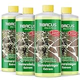 Steinreiniger Extrem, intensiver Steinreiniger für außen mit Sofortwirkung, entfernt sofort Schmutz, Grünbelag, Flechten & Algen auf und Stein in Minuten, ABACUS Steinreiniger Intensiv außen 4x 1000ml