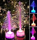Weihnachtsbaum mit LED-Farbwechsel-Glasfaser Lichtern Hot Merry Mini Weihnachten Weihnachtsbaum Home Table Party Decor Charm MuSheng (Weiß)