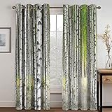 Vorhänge Wohnzimmer Gardinen 3D Stilvoller Weißer Birkenwald Verdunklungsvorhänge Ösen, Muster 2Er Set 280x260 cm Blickdichte Vorhänge, Ösenvorhang 2Er Set, Vorhänge Schlafzimmer, Verdunkelung