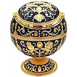 SHANGMAOYO Winddichter Aschenbecher Vintage Zinklegierung Blumenmuster Globus Zigarette Aschenbecher Deckel Tischplatte Tragbare Wohnkultur Aschenbecher Aschenbecher (Color : R1)