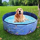 PQW Haustier Hund Schwimmbad Faltbare PVC Kinderbadewanne 31,5 X 8in / 47 X 12.11 X 12.12in Große Hund Badewanne Anti-Skid Und Verschleißfeste Hunde, Katzen Und Kinder Paddling Pool (blau)