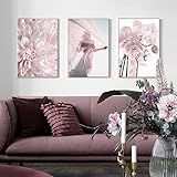 NETIVA Rosa Blume Frau Phalaenopsis Berg Zitate Poster Hd-Drucke Nordische Wandkunst Leinwandgemälde Für Wohnzimmer Zuhause Schlafzimmer Dekoration-42X60Cmx3-Kein Rahmen