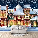 LYSYMO Fototapete Weihnachten Iglu Muster Tapete Fototapete Abnehmbare Moderne Wandaufkleber TV-Hintergrund Weihnachtsdekoration 430x300cm