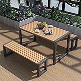 RNQZ Tables et chaises d'extérieur Protection Solaire étanche Ensemble de Table de Jardin Cour Jardin en Plein air Loisirs Plastique Bois Petite Table Basse,Schwarz