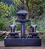 IDYL Lavastein-Stein-Brunnen Wasserspiel | Höhe 115 cm | Lava-Stein Wasserbrunnen mit Beleuchtung handgefertigt | Ideal als Garten-Teich-Dekoration| Hochwertiges Kunsthandwerk | Wetterfest | 602